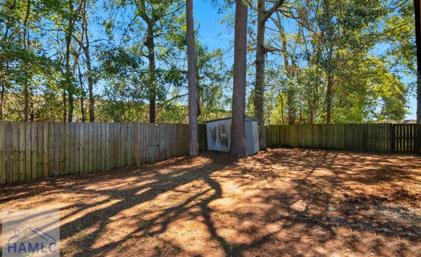 Fully-fenced backyard